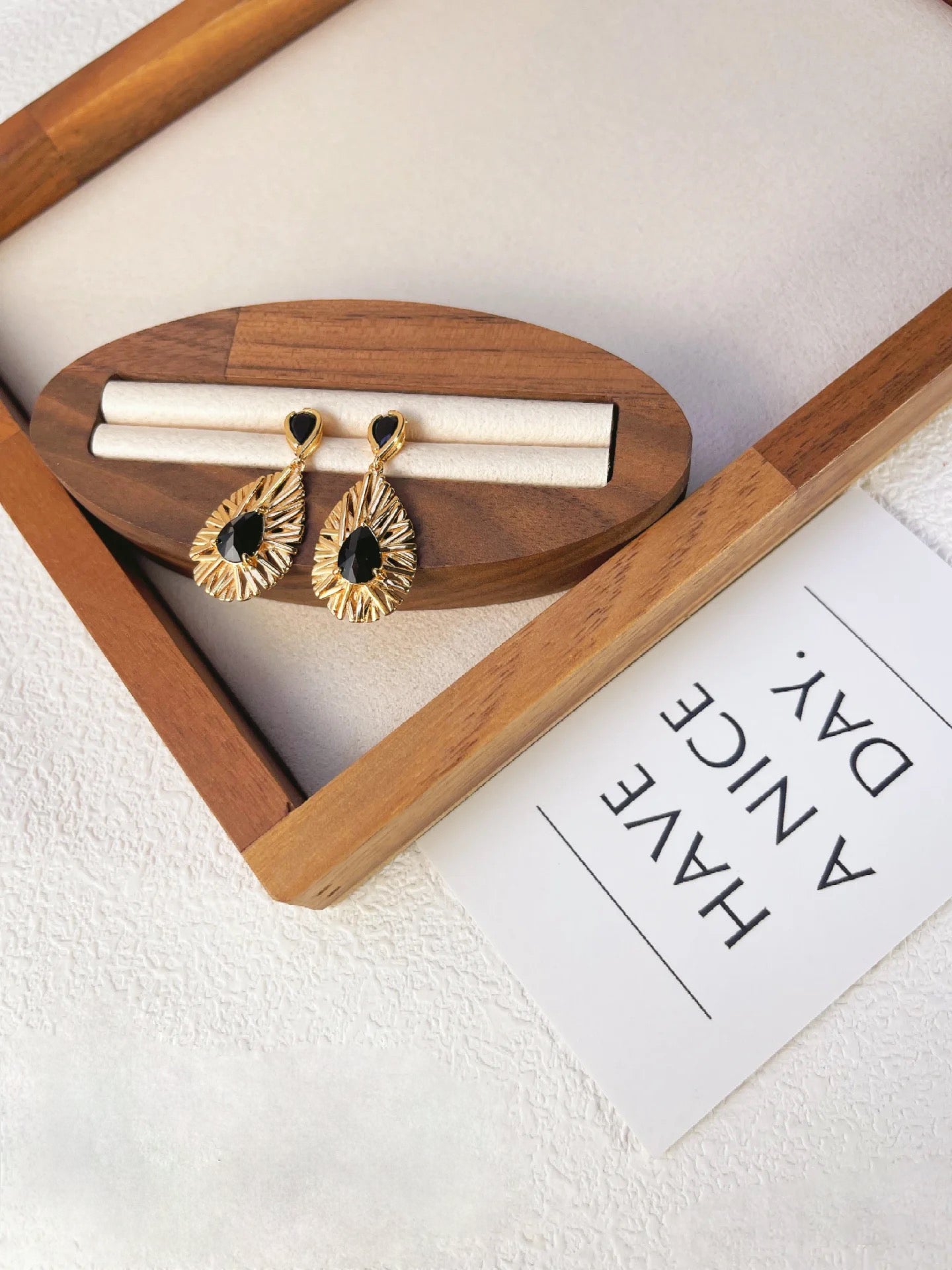 FirstMeet Black Marble Earrings
