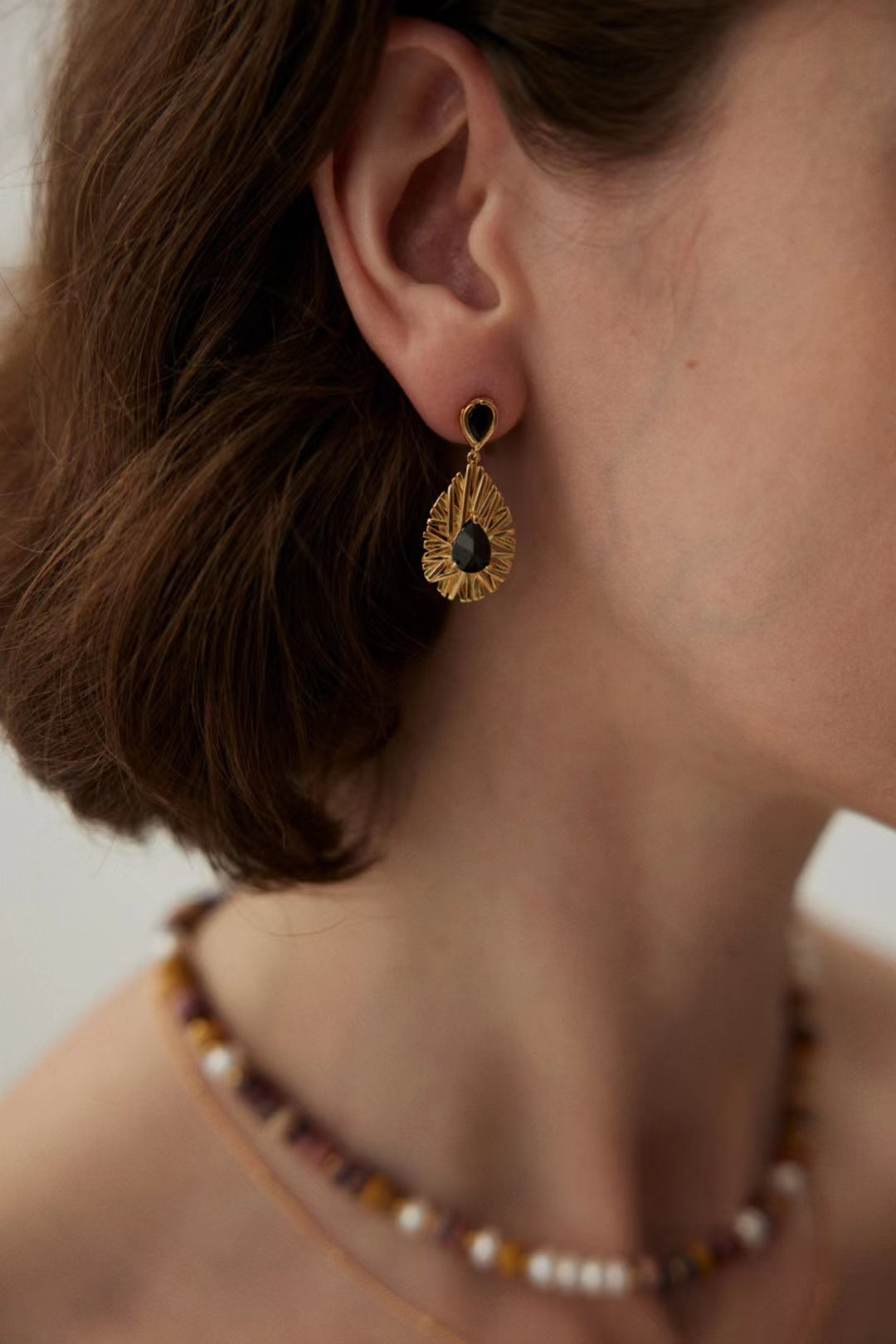 FirstMeet Black Marble Earrings