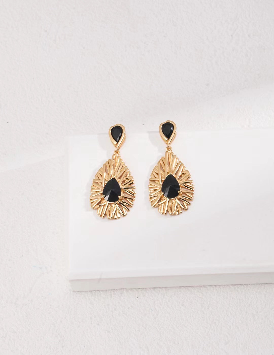 FirstMeet Black Marble Earrings