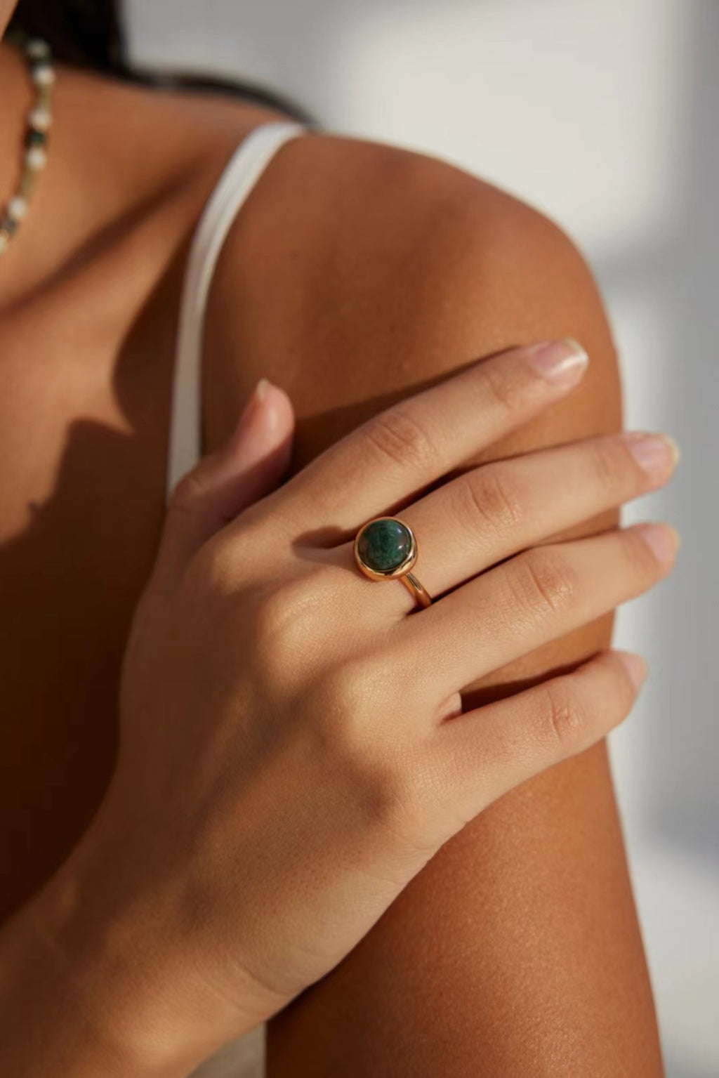 FirstMeet Aquatic Agate Ring