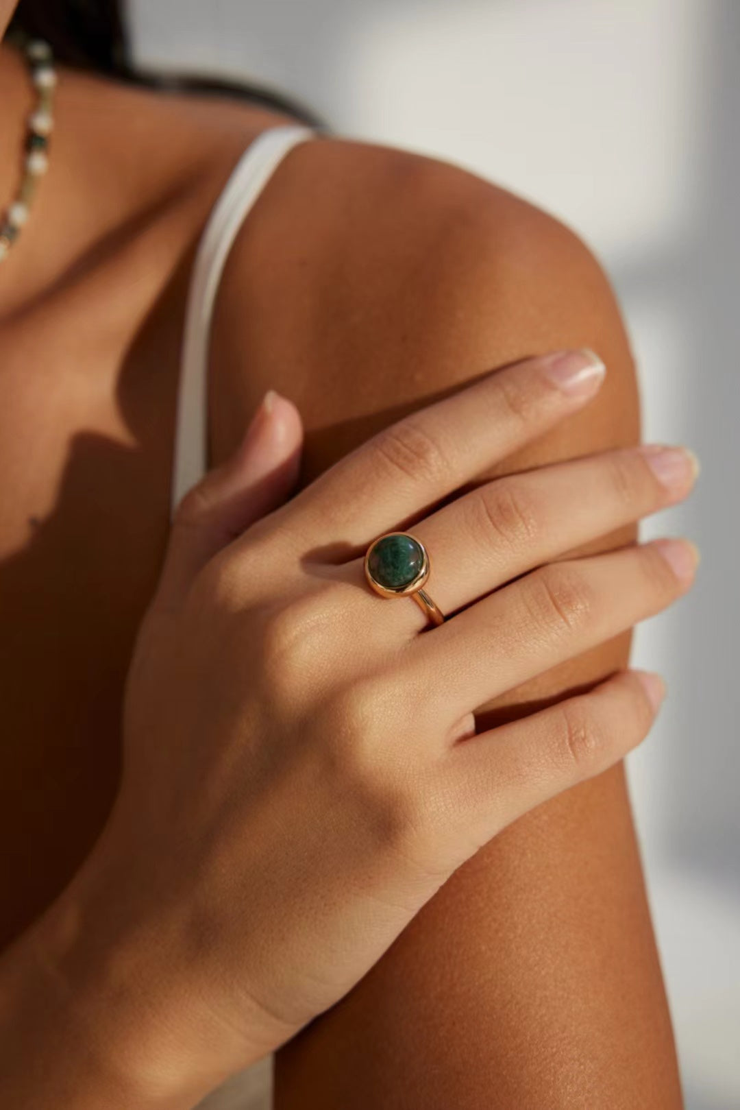 FirstMeet Aquatic Agate Ring