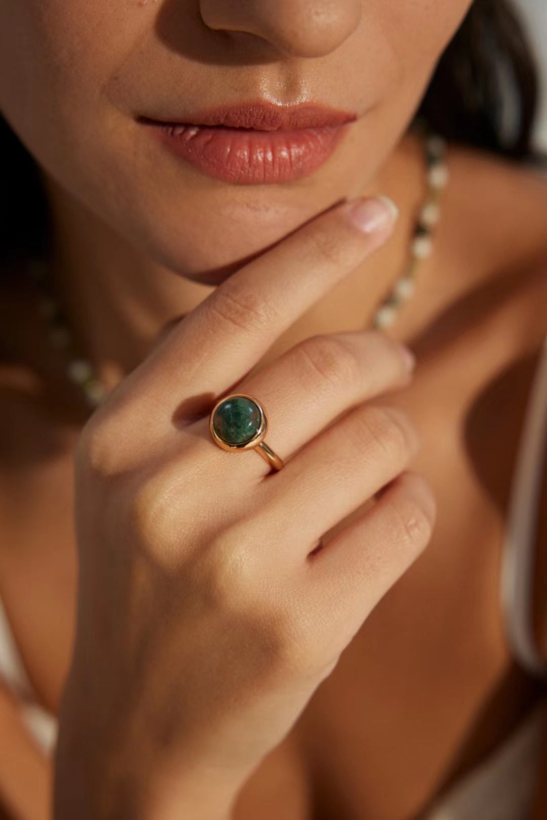 FirstMeet Aquatic Agate Ring