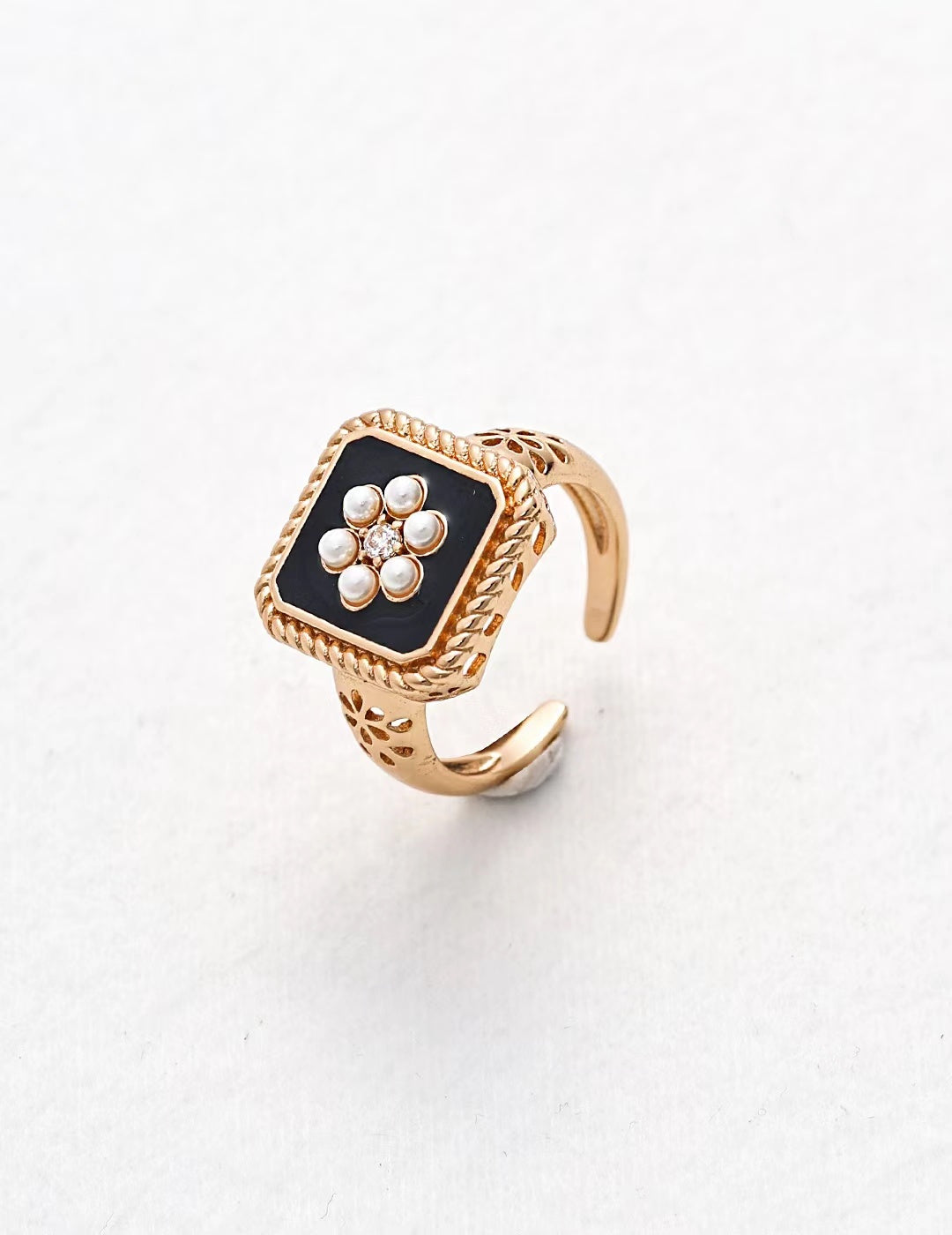 FirstMeet Sterling Silver Zircon Imitation Pearl Ring