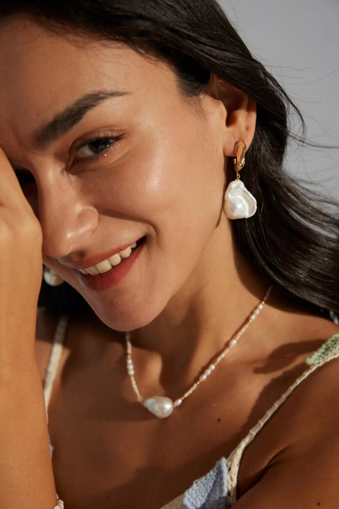 FitstMeet Natural Pearl Earrings Resin Earrings