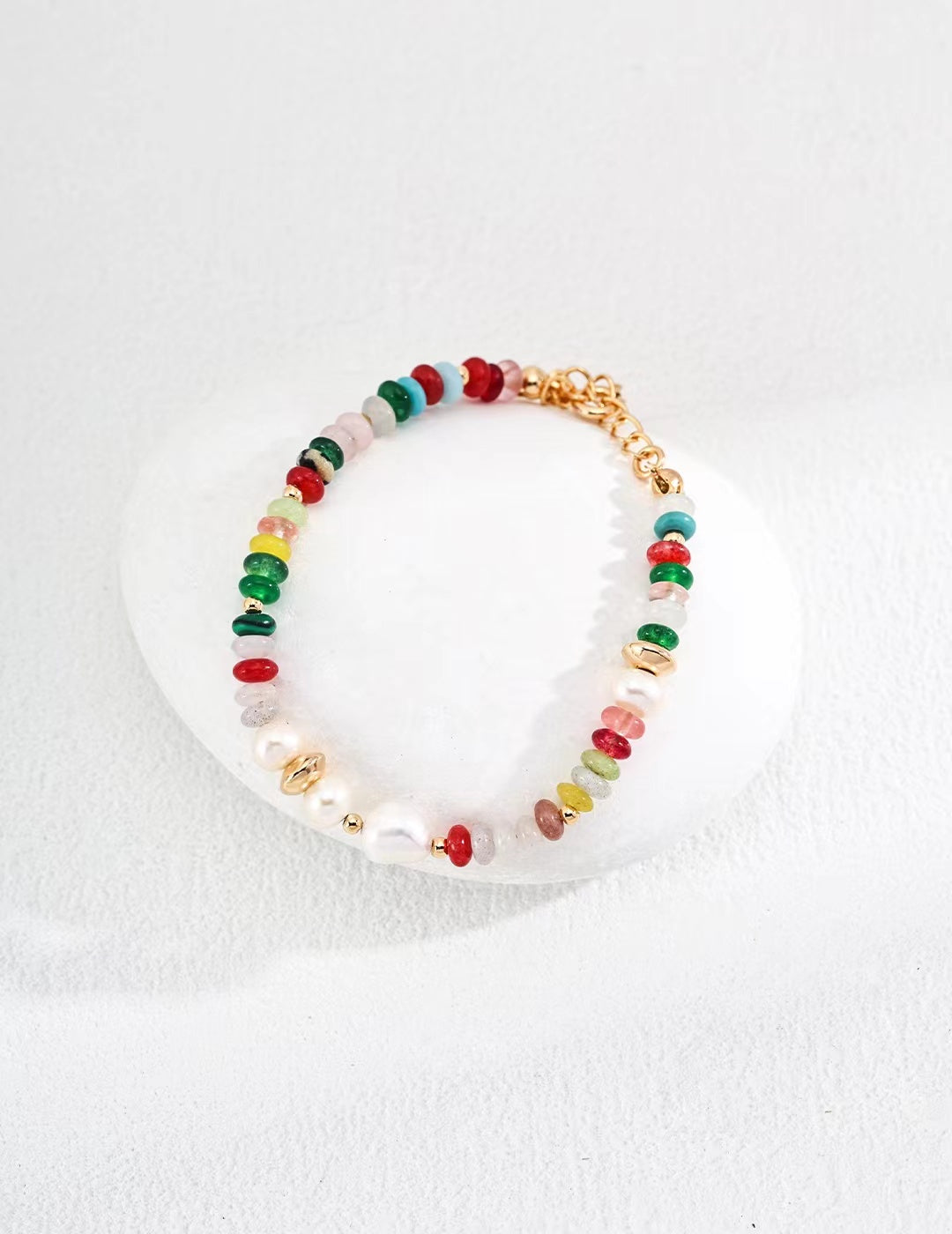 FirstMeet Pearl Dopamine Matching Colored Stone Bracelet