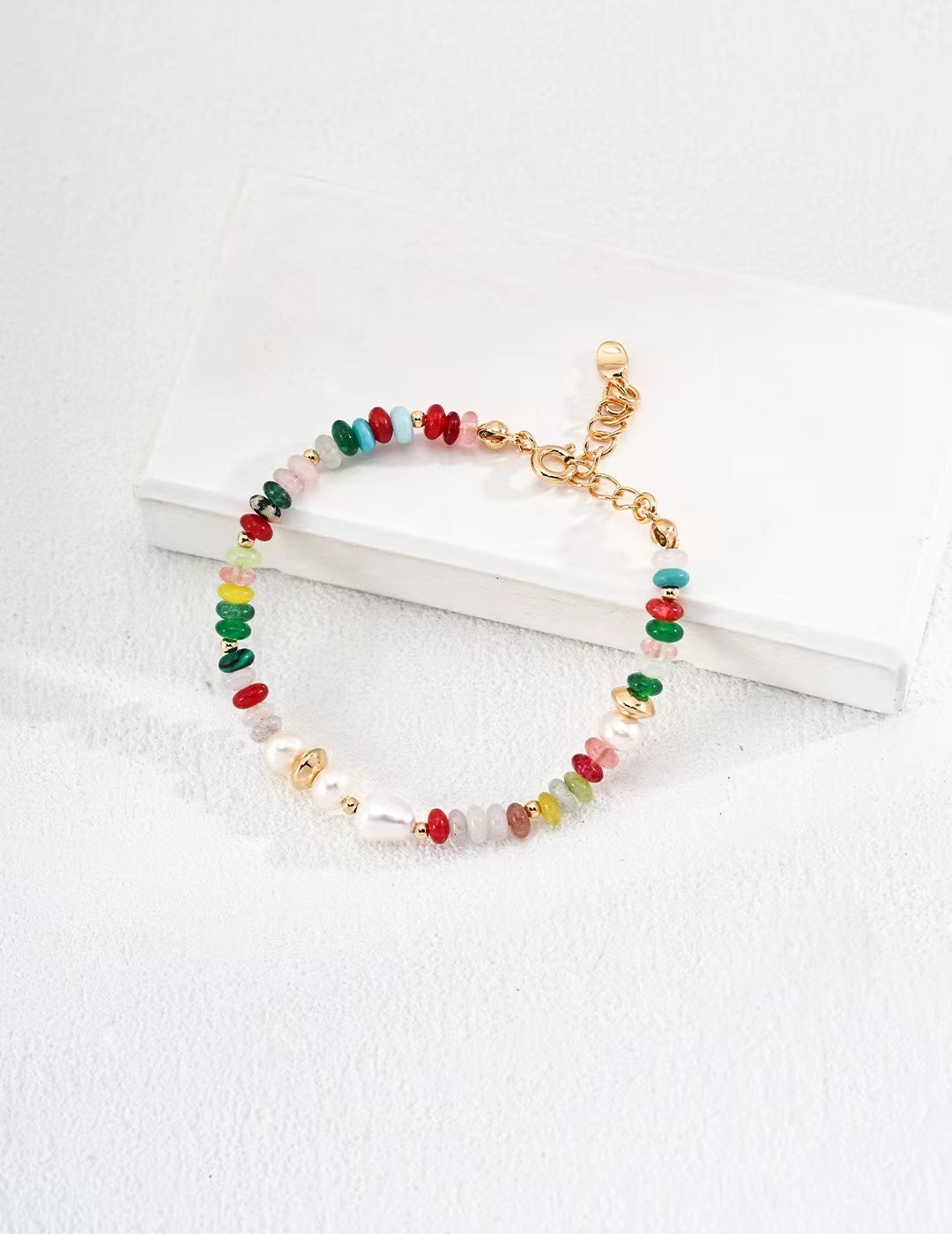 FirstMeet Pearl Dopamine Matching Colored Stone Bracelet