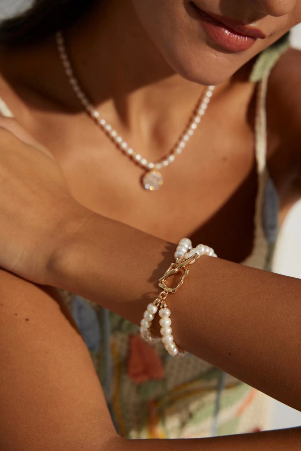 FirstMeet Natural Pearl Bracelet Double Pearl Bracelet