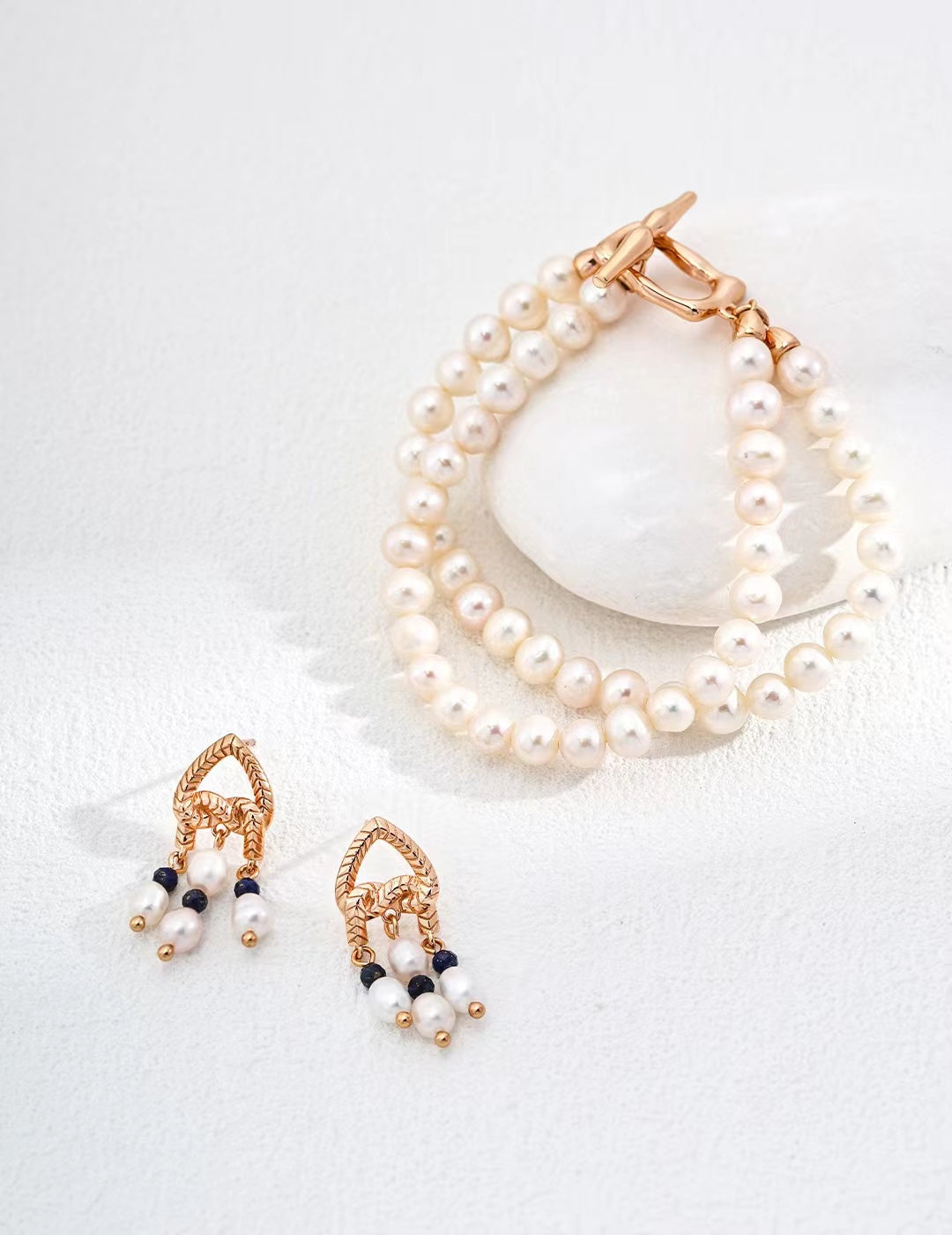 FirstMeet Natural Pearl Bracelet Double Pearl Bracelet