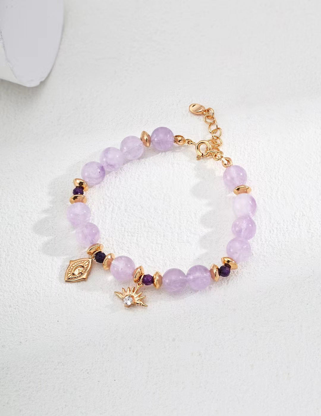 FirstMeet Natural Amethyst Bracelet White Stone Bracelet