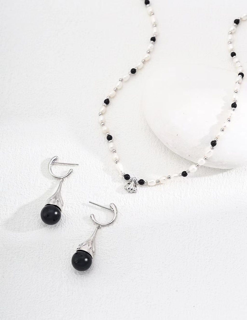 Black Agate Tiger Eye Stone Earrings