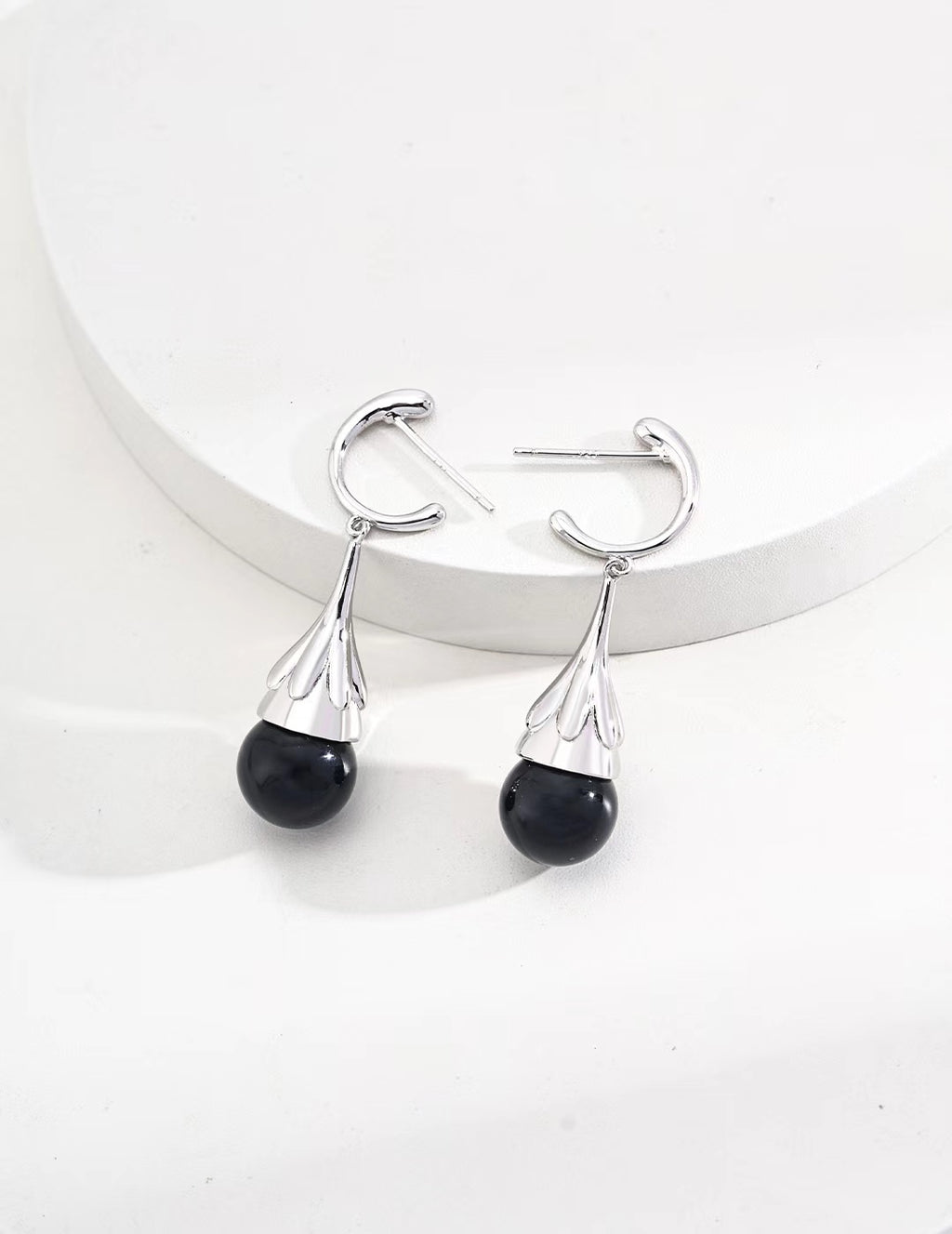 Black Agate Tiger Eye Stone Earrings