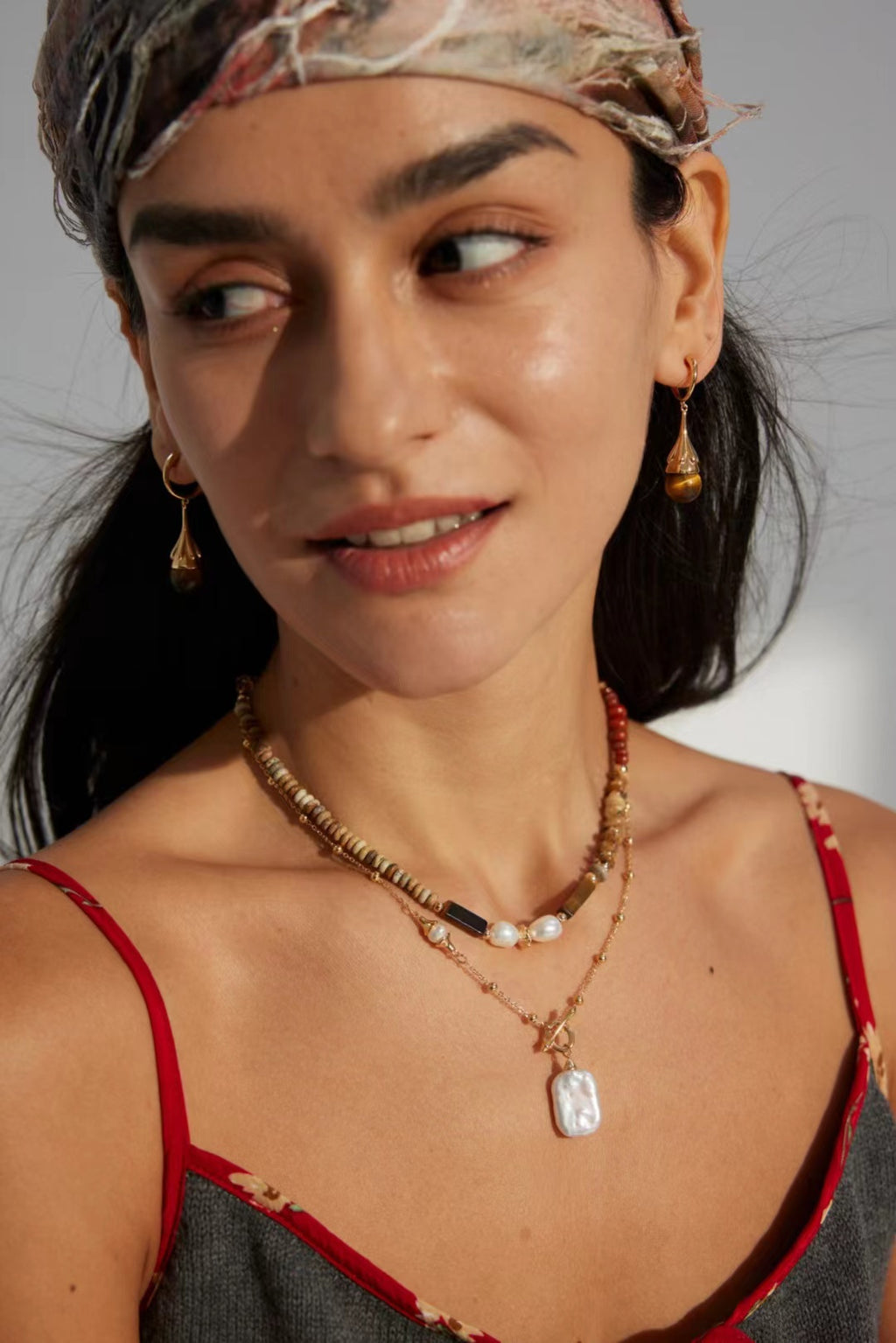 Black Agate Tiger Eye Stone Earrings