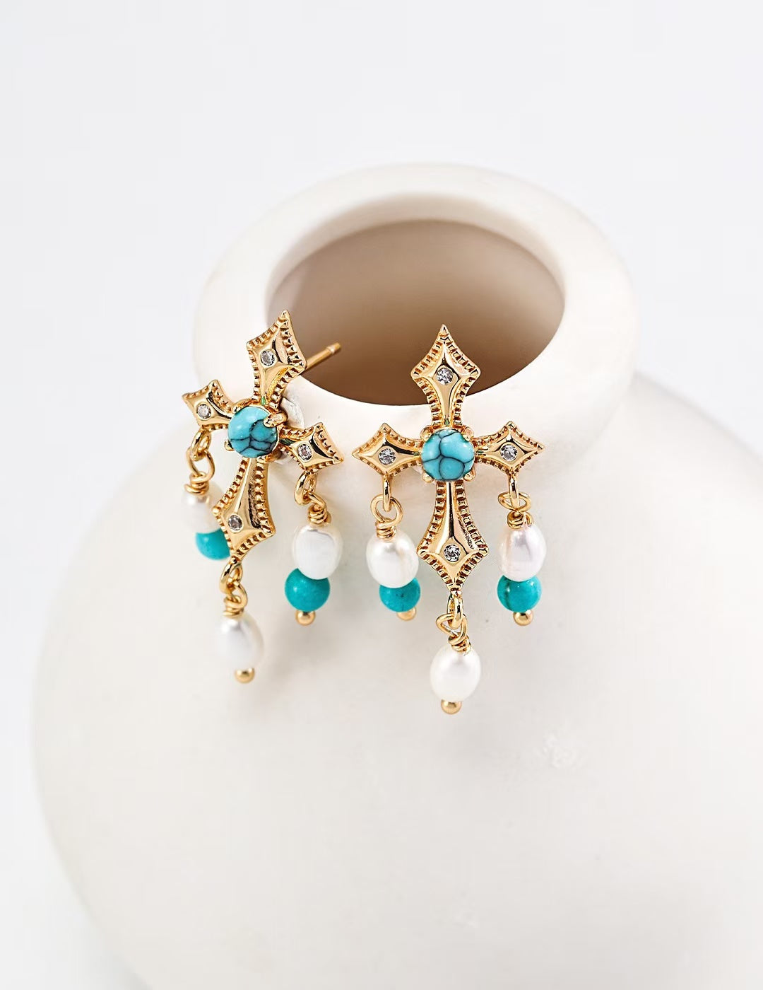 FirstMeet Retro Green Agate Earrings